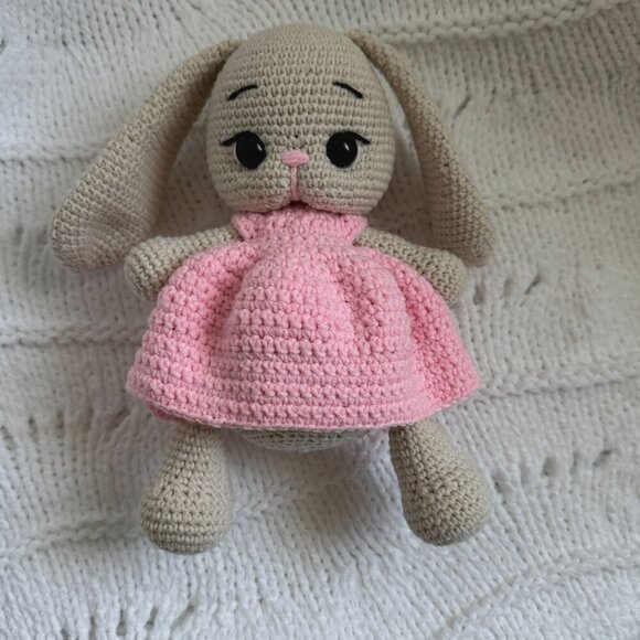 Handmade Baby Gift Set – Crochet Bunny, Rattle, Swaddle & Pacifier Clip - Picture 5 of 8